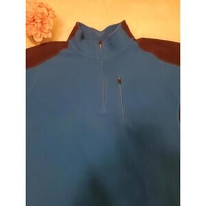 LL Bean Lg Blue/Black Fleece Pullover